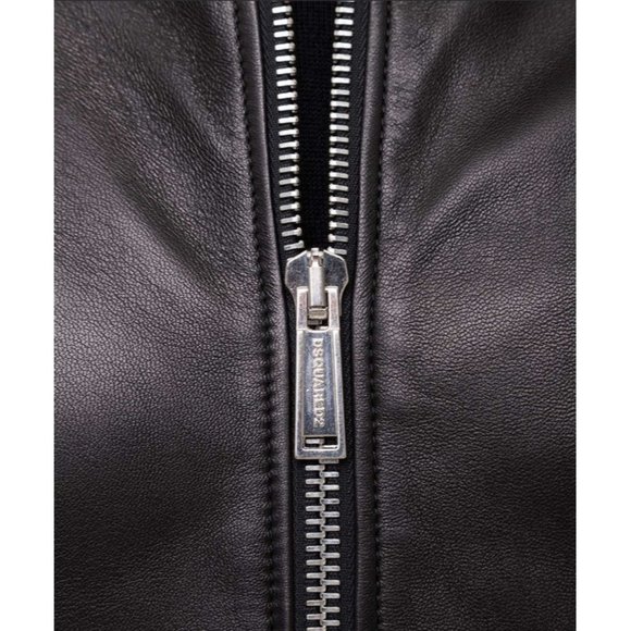 DSQUARED2 Single Rider Jacket / Lamb Leather Bomber / 50/Sheep Leather / Blk NWT - Picture 8 of 16
